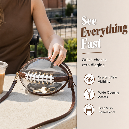 🏈 Game-Day Statement | Women's Clear Football-Shaped Crossbody Bag