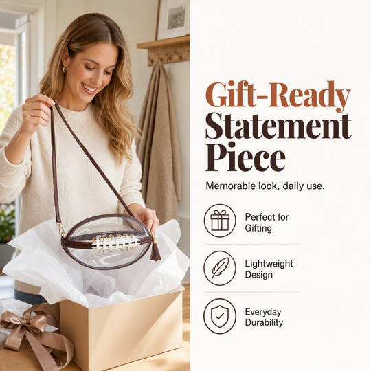 🏈 Game-Day Statement | Women's Clear Football-Shaped Crossbody Bag
