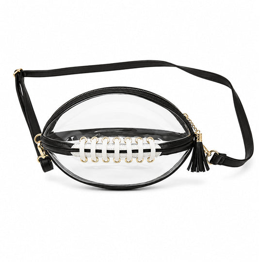 🏈 Game-Day Statement | Women's Clear Football-Shaped Crossbody Bag