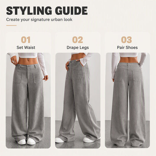 ✨ Easy Everyday Comfort | Women's Relaxed Wide-Leg Pants with Side Pockets