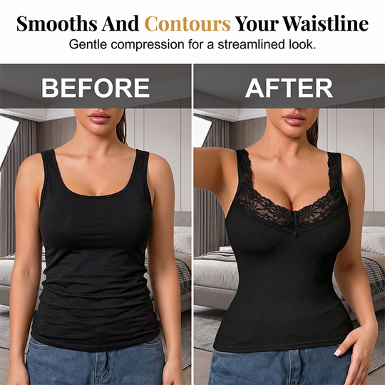 ✨ Flattering Everyday Style | Women's Lace-Trim Slim-Fit Tank Top