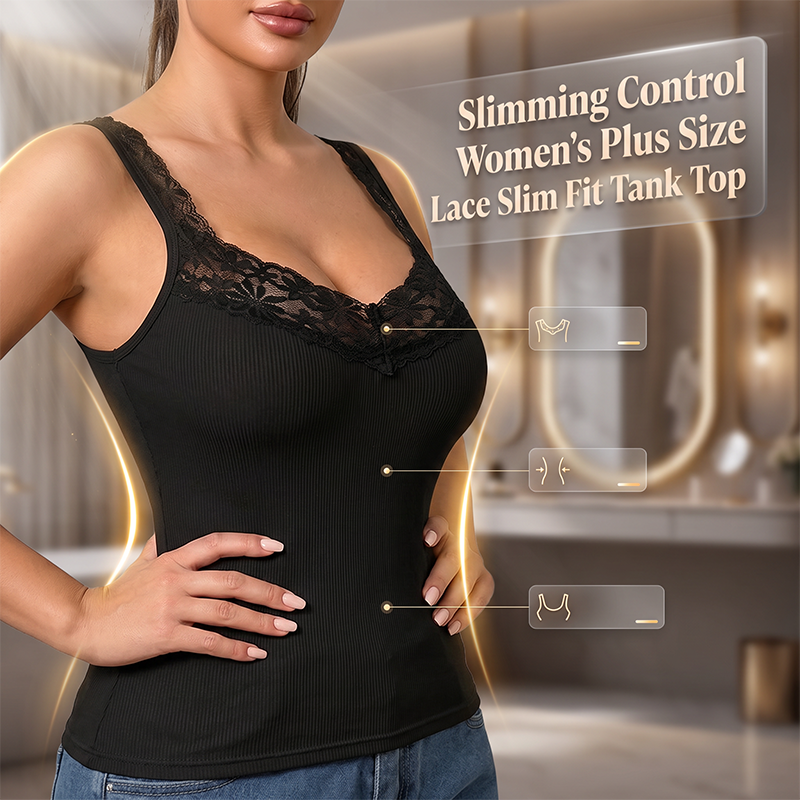 ✨ Flattering Everyday Style | Women's Lace-Trim Slim-Fit Tank Top