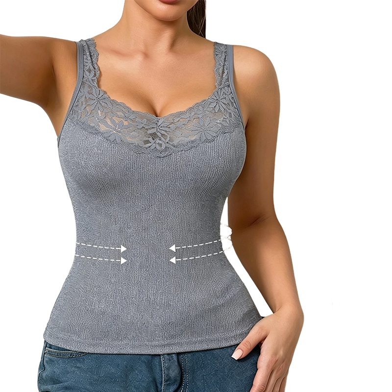 ✨ Flattering Everyday Style | Women's Lace-Trim Slim-Fit Tank Top
