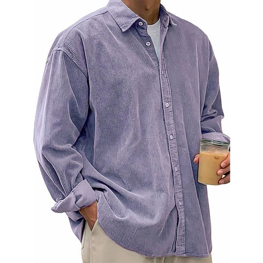 Men's Casual Corduroy Button-Up Shirt
