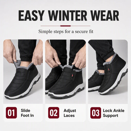 ❄️ Cold-Weather Comfort | Men's Warm Plush-Lined Slip-On Snow Boots