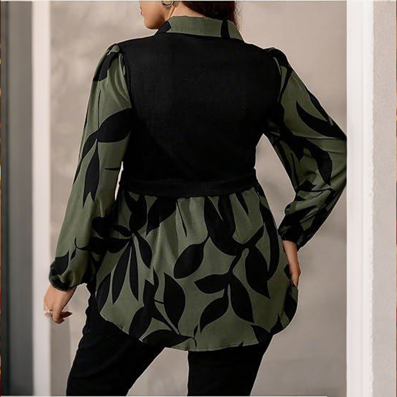 ✨ Effortless Layered Style | Women's Floral Print Fake 2-Piece Pullover Shirt