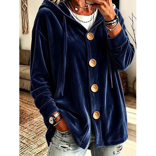✨New Arrivals & Special Offers-Women’s Loose Velvet Hooded Cardigan