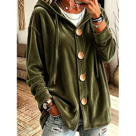✨New Arrivals & Special Offers-Women’s Loose Velvet Hooded Cardigan