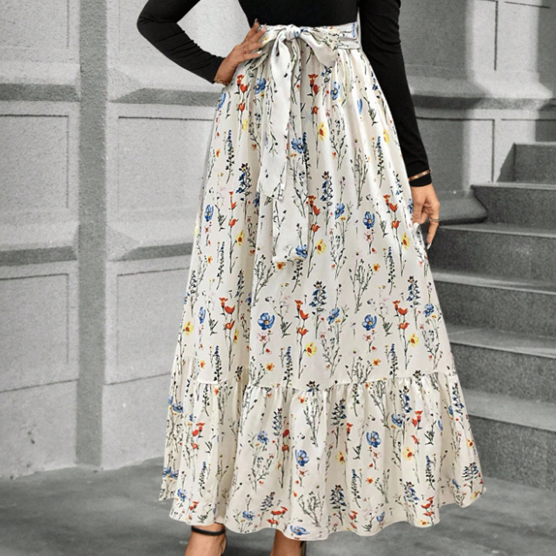 🌸 Flattering Elegance | Women's Floral Tie-Waist A-Line Maxi Dress