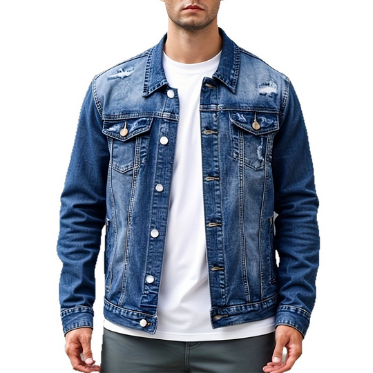 🔥 Distressed Denim, Timeless Edge | Men's Vintage-Wash Denim Jacket⚡Free shipping