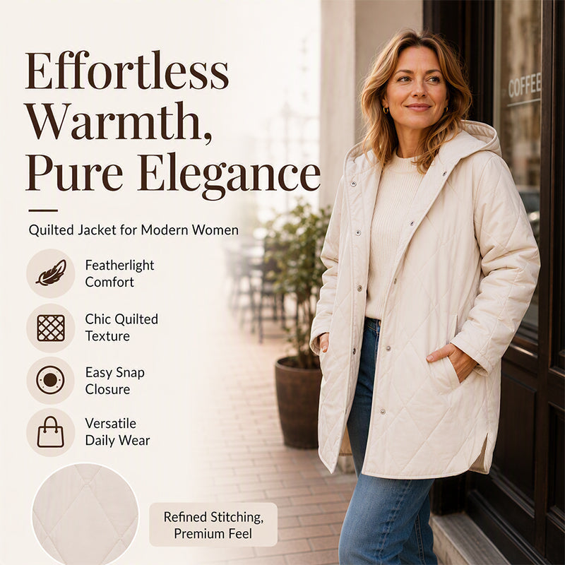 ❄️ Quilted Warmth, Easy Coverage | Women's Diamond-Quilted Hooded Coat