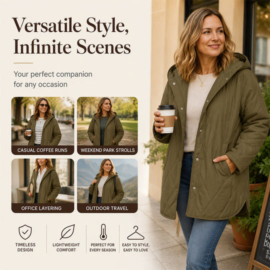 ❄️ Quilted Warmth, Easy Coverage | Women's Diamond-Quilted Hooded Coat