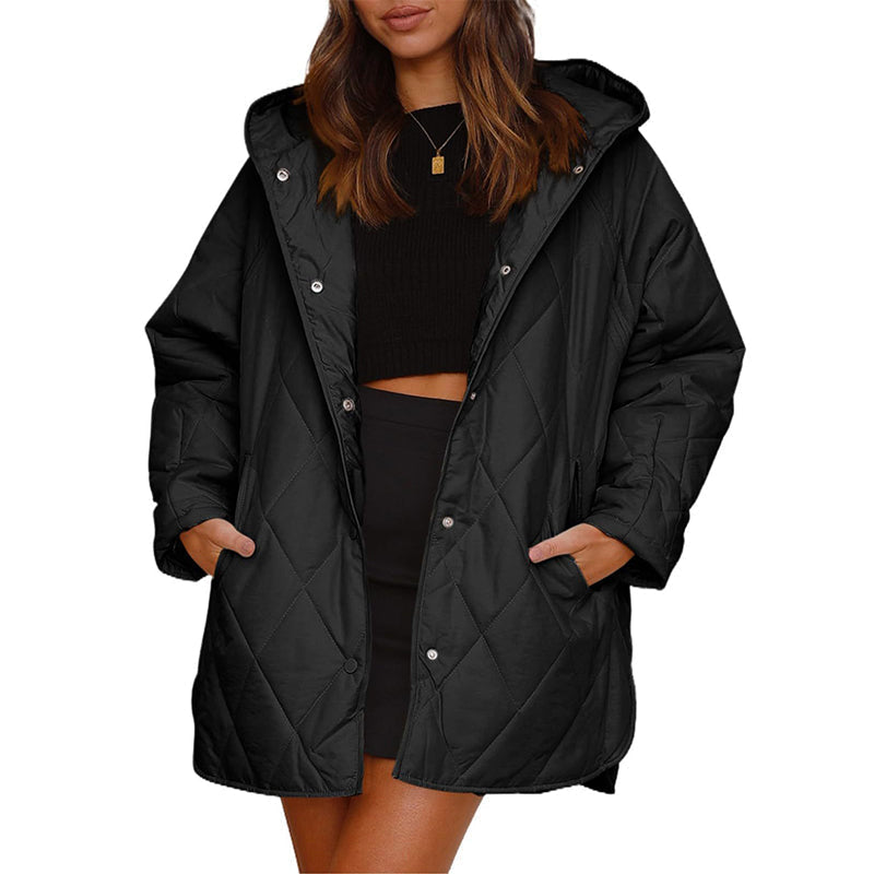 ❄️ Quilted Warmth, Easy Coverage | Women's Diamond-Quilted Hooded Coat