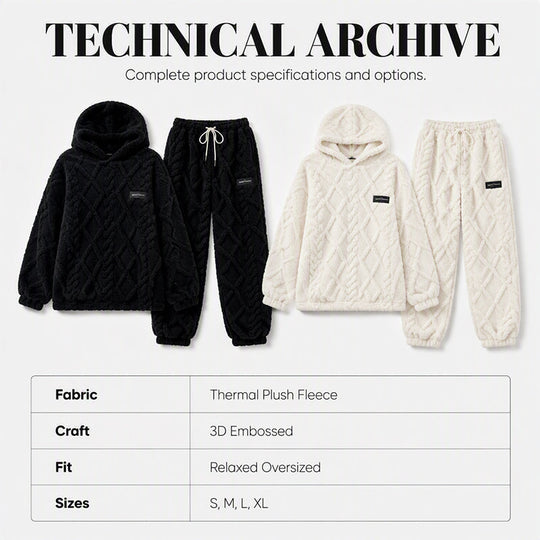 Women's Plush Cable Knit Hoodie & Pants Set