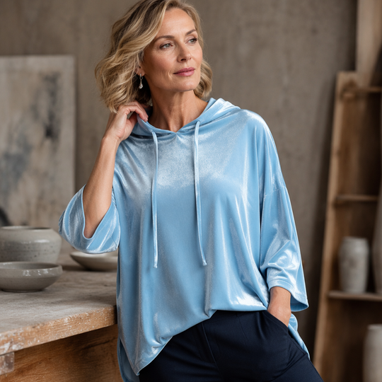 👚✨Women's Loose-Fit Velvet Drawstring Pullover Sweatshirt