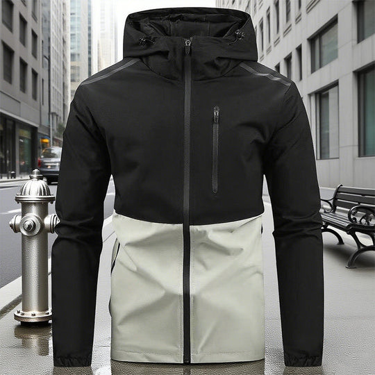 💥 Style Meets Utility | Men's Color-Block Hooded Multi-Pocket Jacket