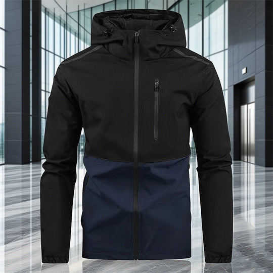 💥 Style Meets Utility | Men's Color-Block Hooded Multi-Pocket Jacket