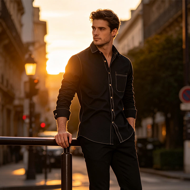 🏷️ Factory-Direct Deal | Men's Lightweight Denim Long-Sleeve Shirt