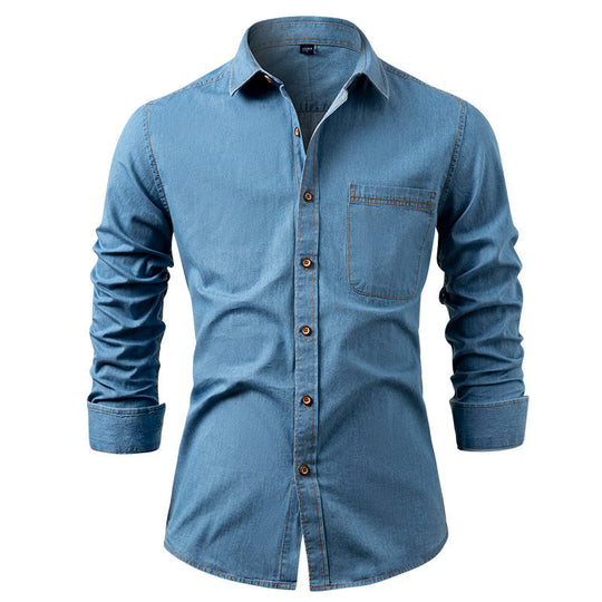 🏷️ Factory-Direct Deal | Men's Lightweight Denim Long-Sleeve Shirt