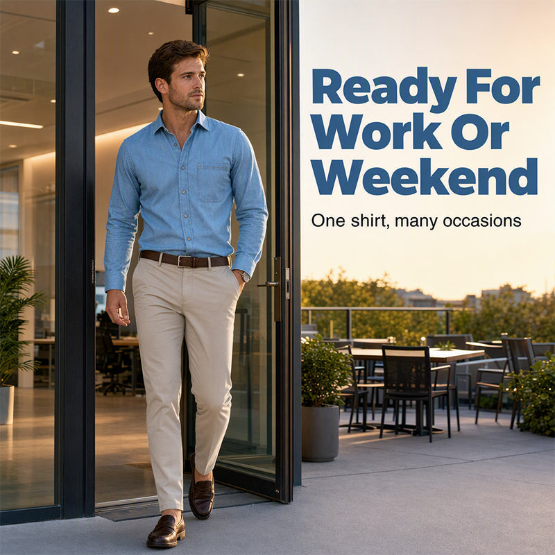 🏷️ Factory-Direct Deal | Men's Lightweight Denim Long-Sleeve Shirt