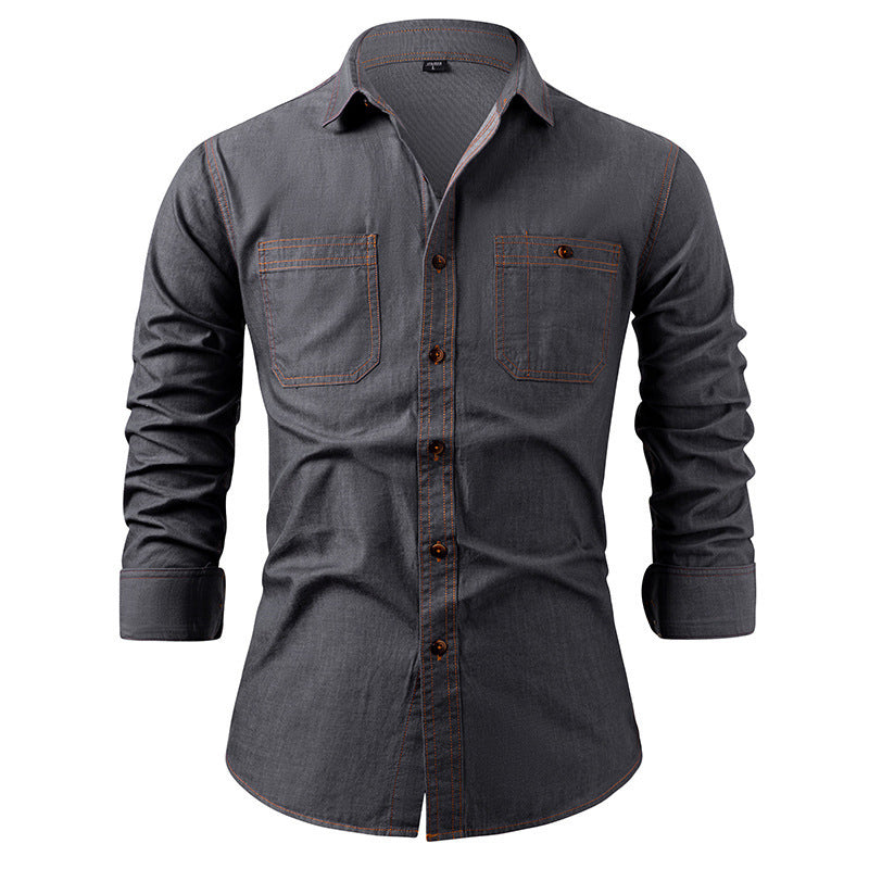 🏷️ Factory-Direct Deal | Men's Lightweight Denim Long-Sleeve Shirt