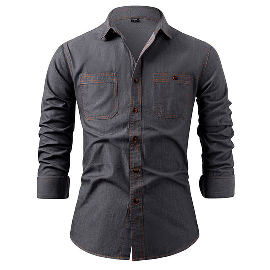 🏷️ Factory-Direct Deal | Men's Lightweight Denim Long-Sleeve Shirt