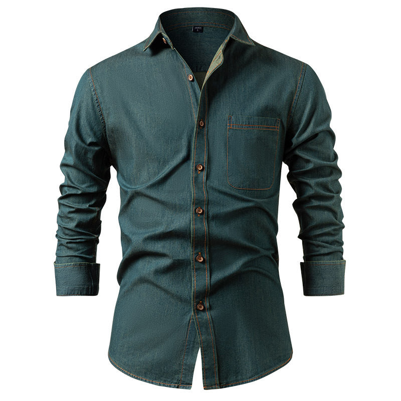 🏷️ Factory-Direct Deal | Men's Lightweight Denim Long-Sleeve Shirt