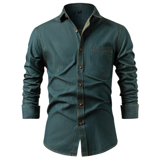 🏷️ Factory-Direct Deal | Men's Lightweight Denim Long-Sleeve Shirt