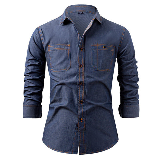 🏷️ Factory-Direct Deal | Men's Lightweight Denim Long-Sleeve Shirt