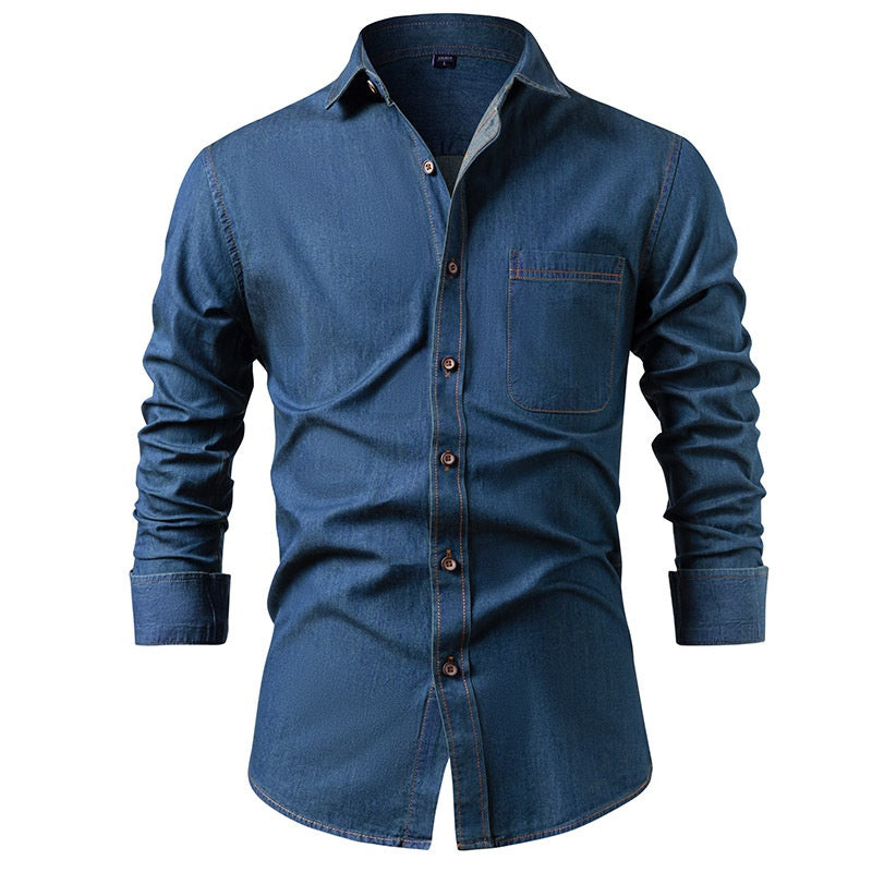 🏷️ Factory-Direct Deal | Men's Lightweight Denim Long-Sleeve Shirt