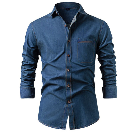 🏷️ Factory-Direct Deal | Men's Lightweight Denim Long-Sleeve Shirt