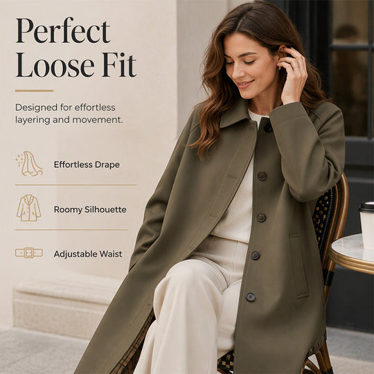 Women's Single-Breasted Long Trench Coat
