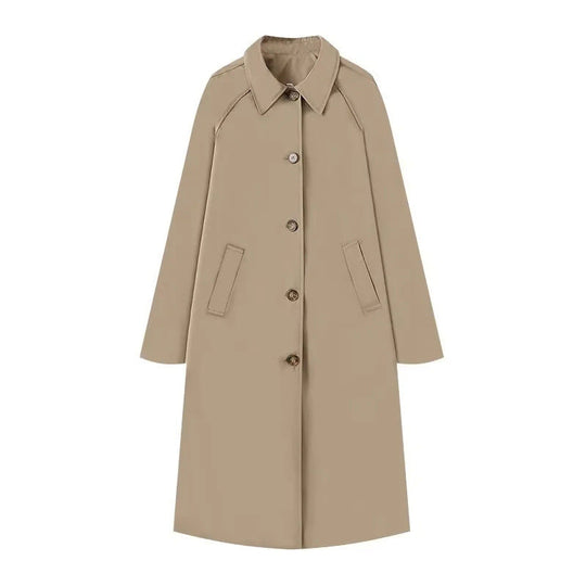 Women's Single-Breasted Long Trench Coat
