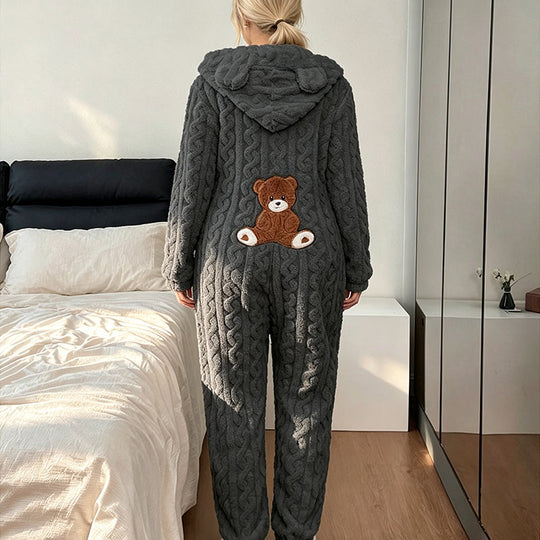 Bestseller🏆🧥 Cozy Hooded Onesie – Cable Knit Warmth