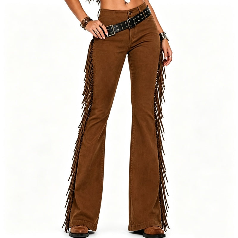 Bestseller🏆Women's High-Waist Flare Jeans with Side Fringe
