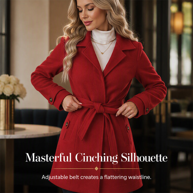 🧥 Cinched Waist, Polished Silhouette | Women's Belted Single-Breasted Coat