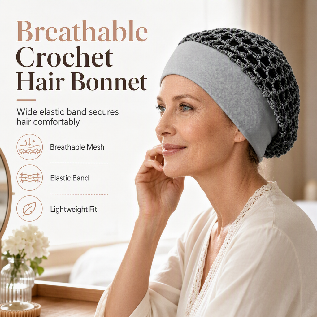 🌿 Breathable Comfort, Stay-Put Fit | Women's Wide-Band Mesh Hair Cover