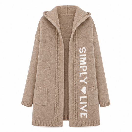 🧶 Cozy Long-Line Fit, Statement Back Detail | Women's Hooded Knit Cardigan ⚡