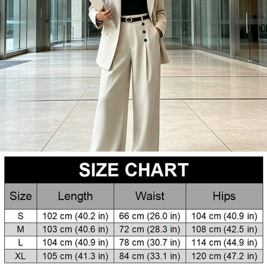 ✨ Double-Button Detail, Flattering Drape | Women's High-Waist Wide-Leg Pants