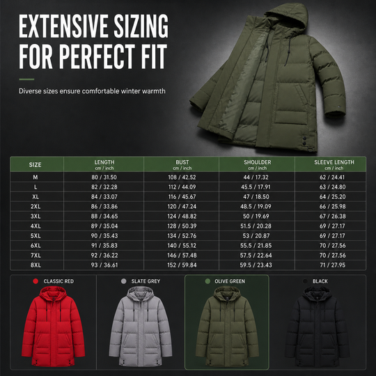 🧥 🔥 Men's Casual Mid-Length Padded Winter Thickened Warm Outerwear Coat Plus Size