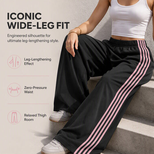 Women's Wide-Leg Sweatpants with Side Stripes