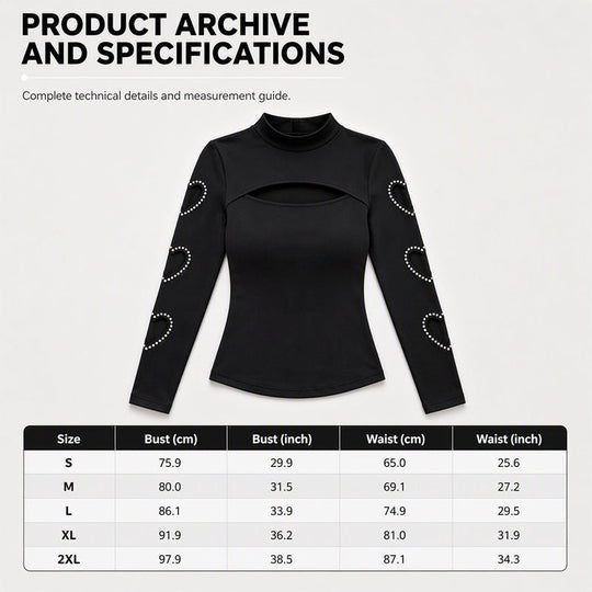 Women's Heart Cutout Mock Neck Slim Fit Top