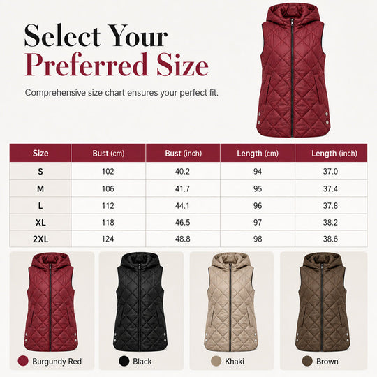 Women's Casual Mid-Length Hooded Padded Vest