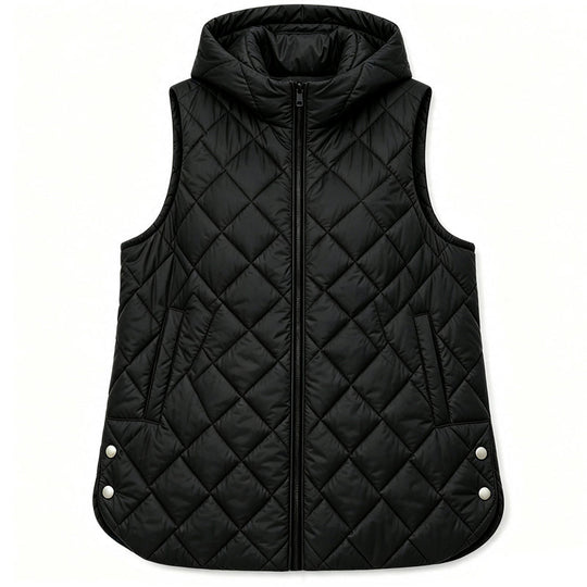 Women's Casual Mid-Length Hooded Padded Vest