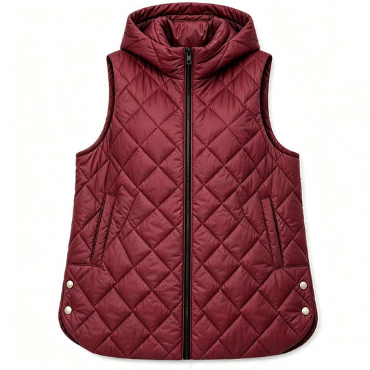Women's Casual Mid-Length Hooded Padded Vest