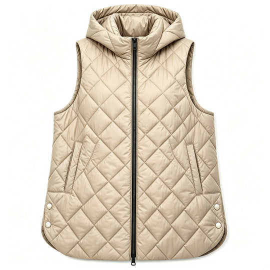 Women's Casual Mid-Length Hooded Padded Vest