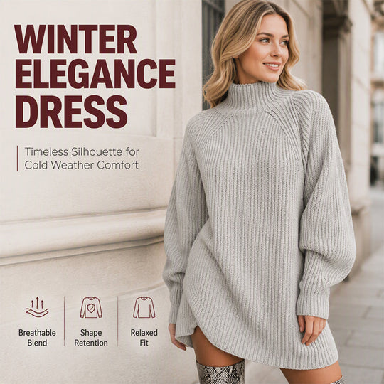🍂Autumn Hot Sale 60% OFF🔥Women's Cozy Turtleneck Knit Sweater Dress