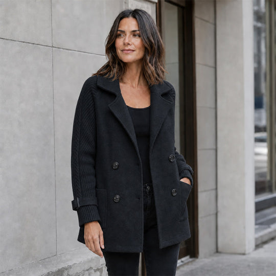 Women's Casual Double Breasted Lapel Coat
