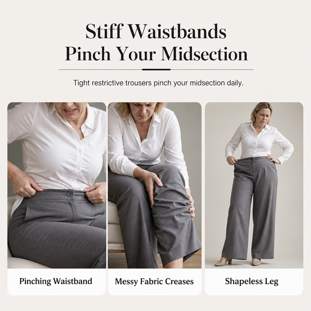 Women's Casual High Waisted Wide Leg Tailored Pants with Flowy Drape