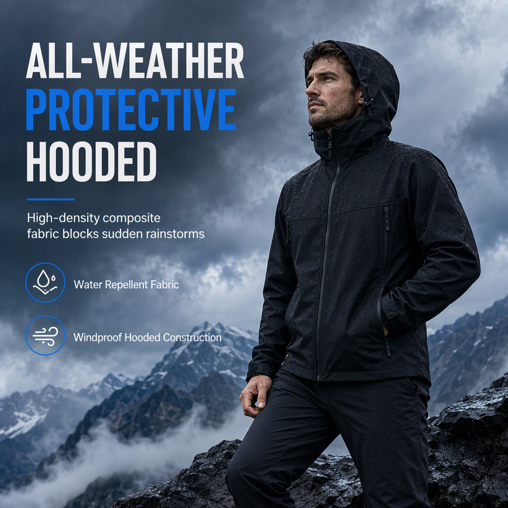 🌧️ Weather-Ready Protection, Easy Movement | Unisex Hooded Softshell Jacket